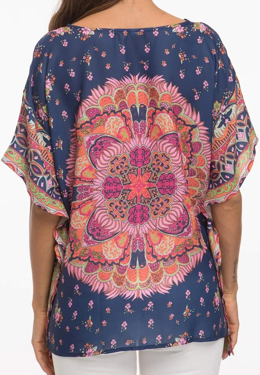 WEIYAN Women's Loose Casual Short Sleeve Floral Chiffon Tops T-Shirt Blouse