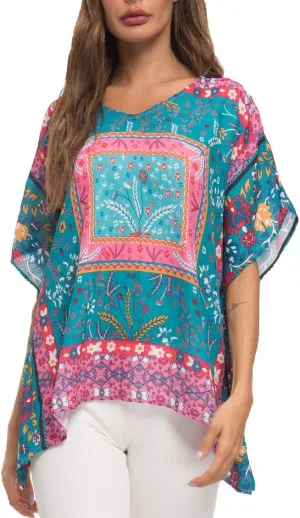 WEIYAN Women's Loose Casual Short Sleeve Floral Chiffon Tops T-Shirt Blouse
