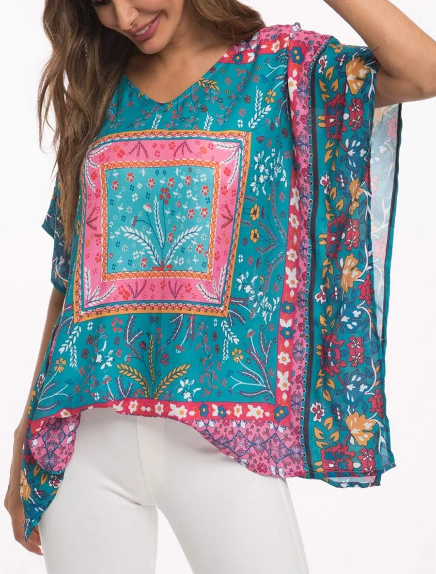 WEIYAN Women's Loose Casual Short Sleeve Floral Chiffon Tops T-Shirt Blouse