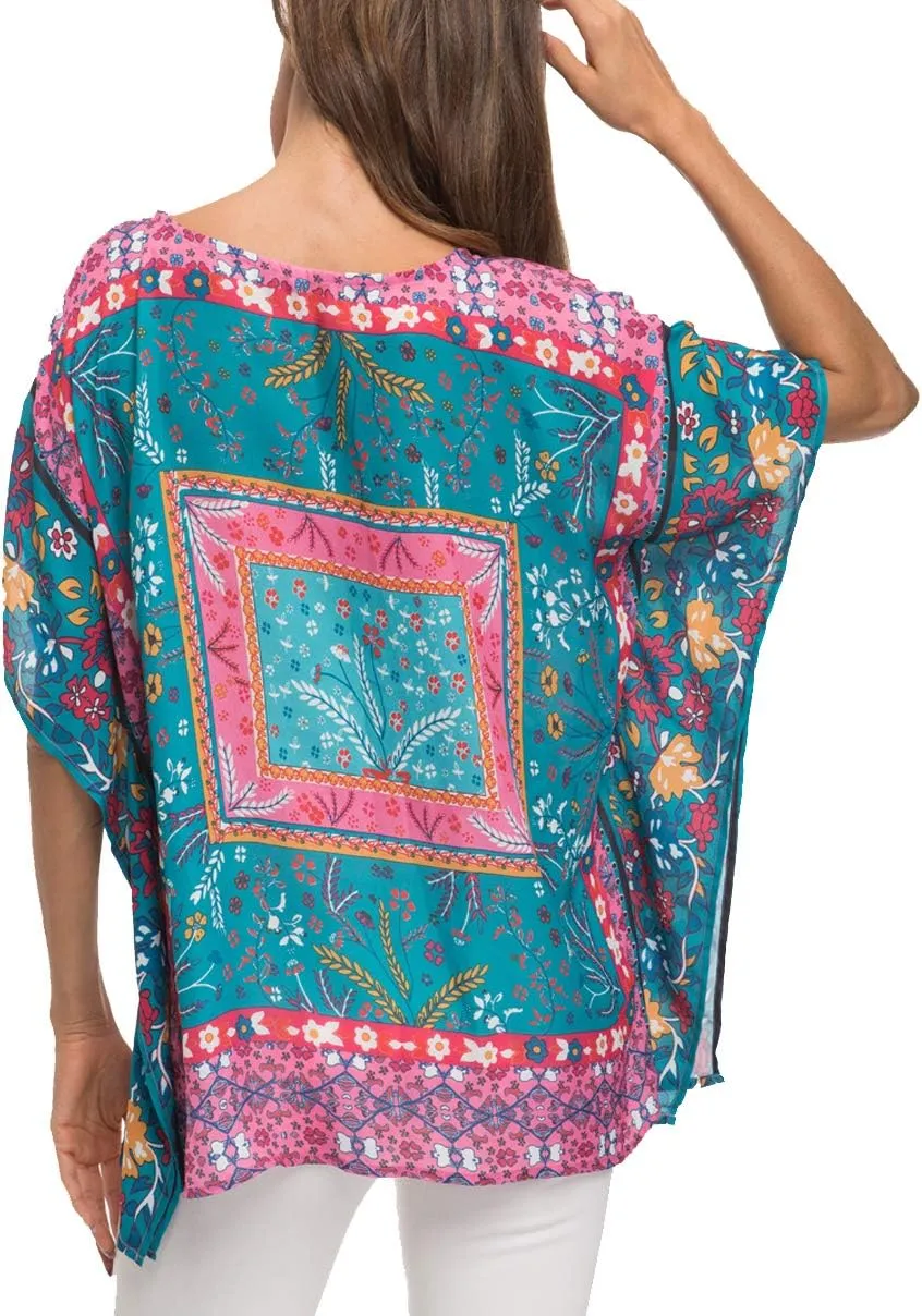 WEIYAN Women's Loose Casual Short Sleeve Floral Chiffon Tops T-Shirt Blouse