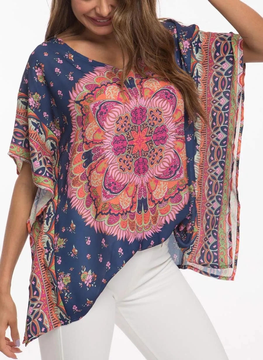 WEIYAN Women's Loose Casual Short Sleeve Floral Chiffon Tops T-Shirt Blouse