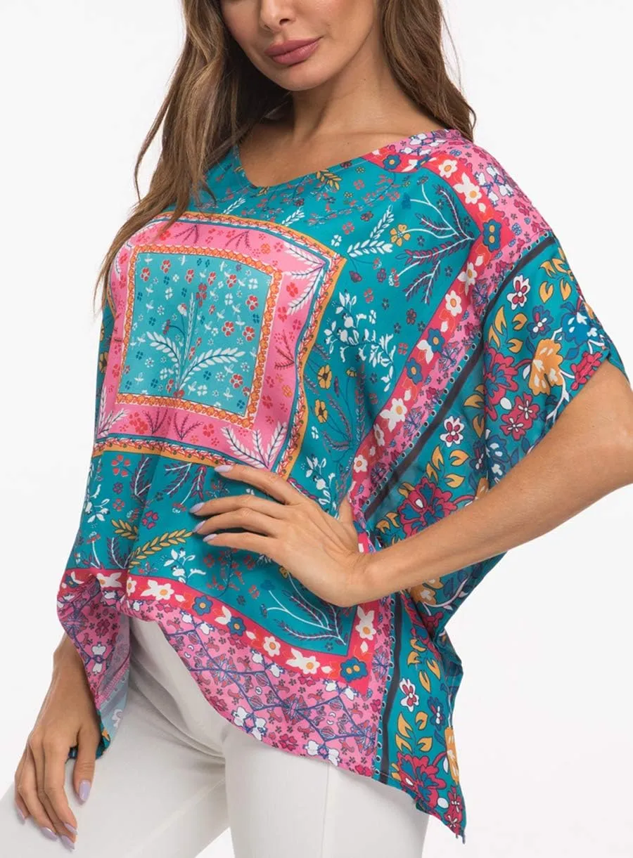 WEIYAN Women's Loose Casual Short Sleeve Floral Chiffon Tops T-Shirt Blouse