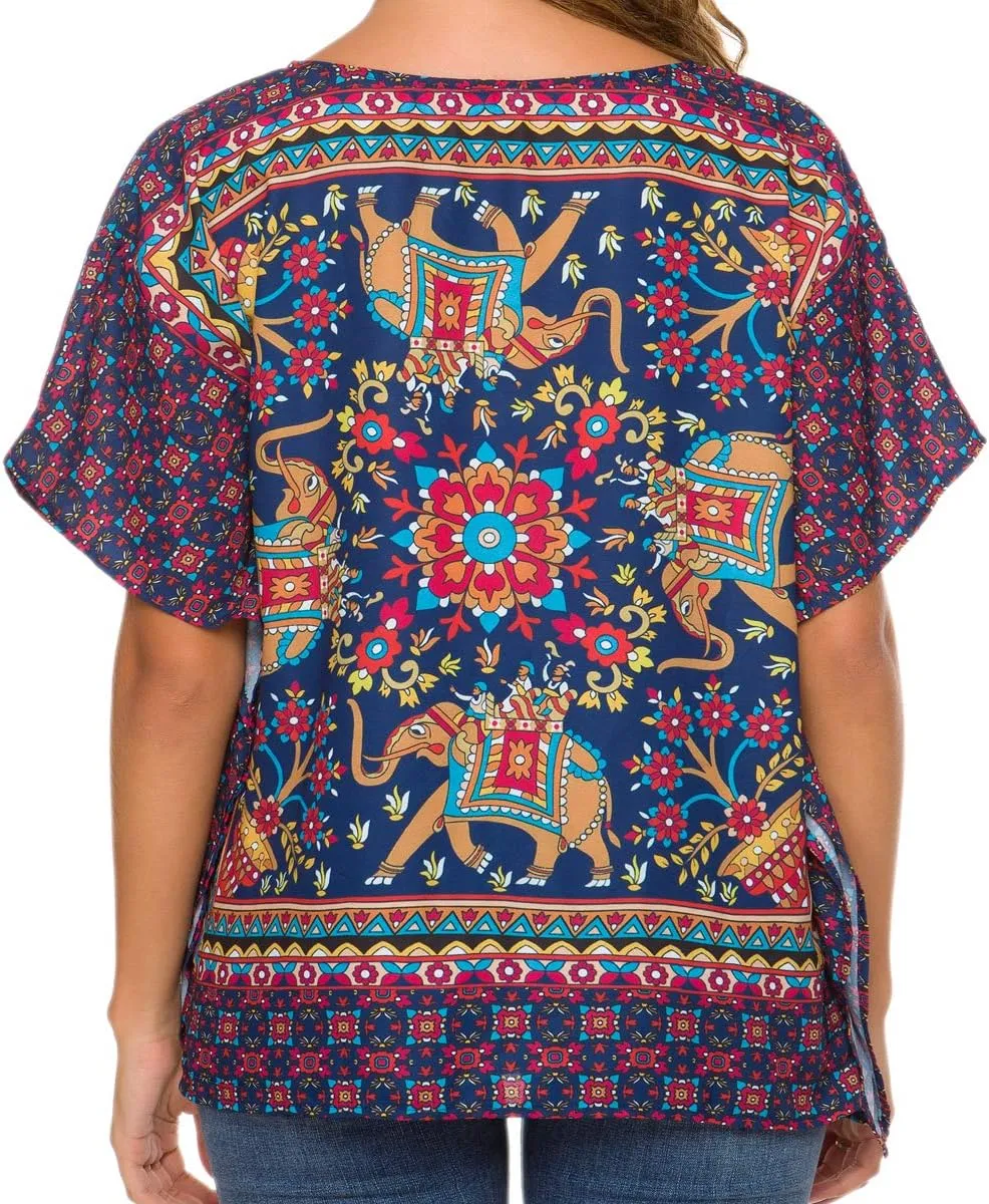 WEIYAN Women's Loose Casual Short Sleeve Floral Chiffon Tops T-Shirt Blouse