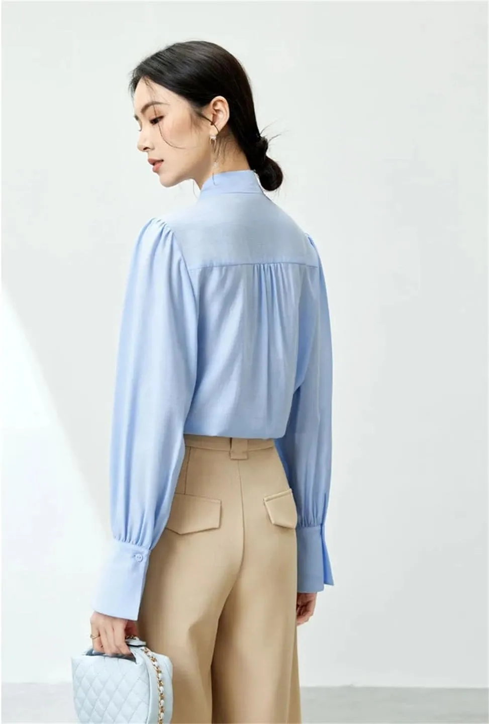 Women Bow Chiffon Blouse Camisole 2 Piece Set Loose Thin Shirts Button Up Shirt Tank Top