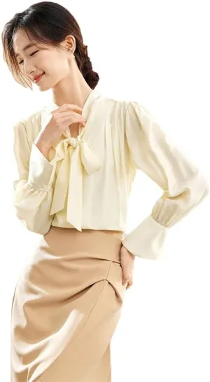 Women Bow Chiffon Blouse Camisole 2 Piece Set Loose Thin Shirts Button Up Shirt Tank Top
