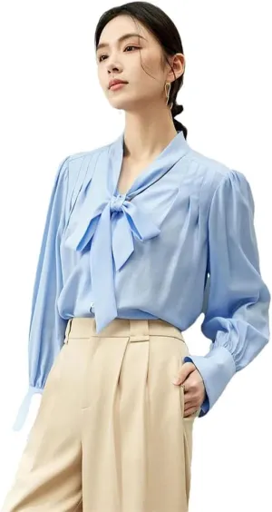 Women Bow Chiffon Blouse Camisole 2 Piece Set Loose Thin Shirts Button Up Shirt Tank Top