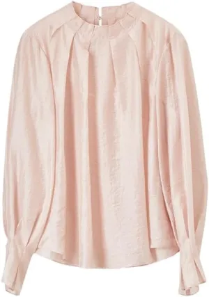 Women Dressy Casual Office Blouses Ruffled Edge Folded Neck Loose Shirt Tops
