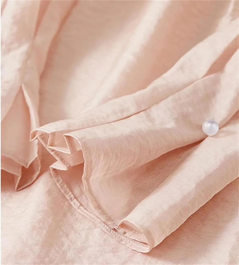Women Dressy Casual Office Blouses Ruffled Edge Folded Neck Loose Shirt Tops
