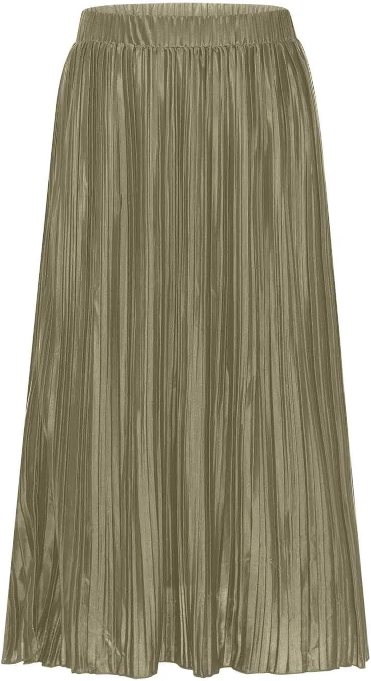Women High Waist Pleated Skirts Trendy Split Thigh Skirt Summer Boho Flowy Maxi Skirt Solid A Line Beach Long Skirts