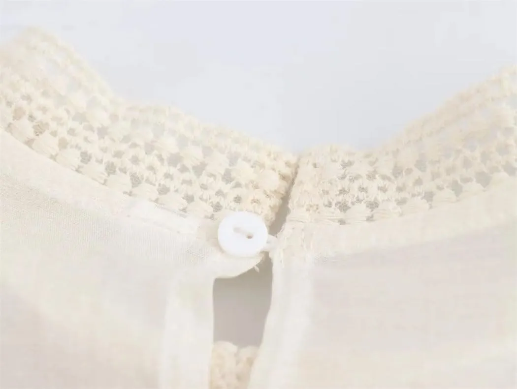Women Lace Patchwork Blouses Crew Neck Long Sleeve Chiffon Tunic Shirts Holiday Wear Loose Tops