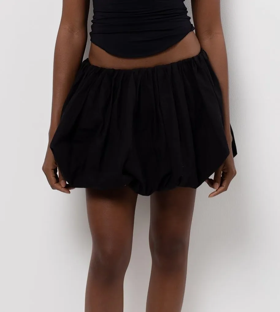 Women Pleated Bubble Mini Skirt Y2k Ruffle Hem Elastic Waist Puffy Short Skirt Tee Girls Cute Aline Balloon Skirt