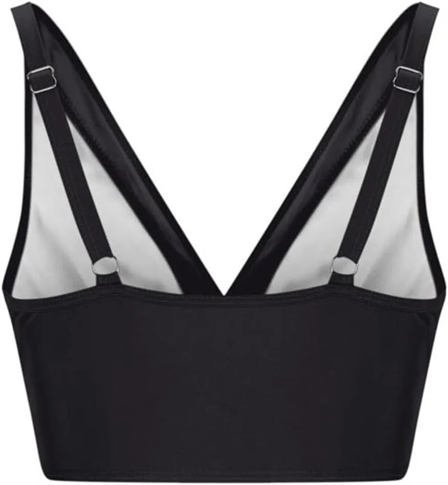 Women Push Up Bikini Tops Mesh See Through Swimsuits Tops Padded Wireless Bathing Suit Adjustable Strap Crop Swim Top