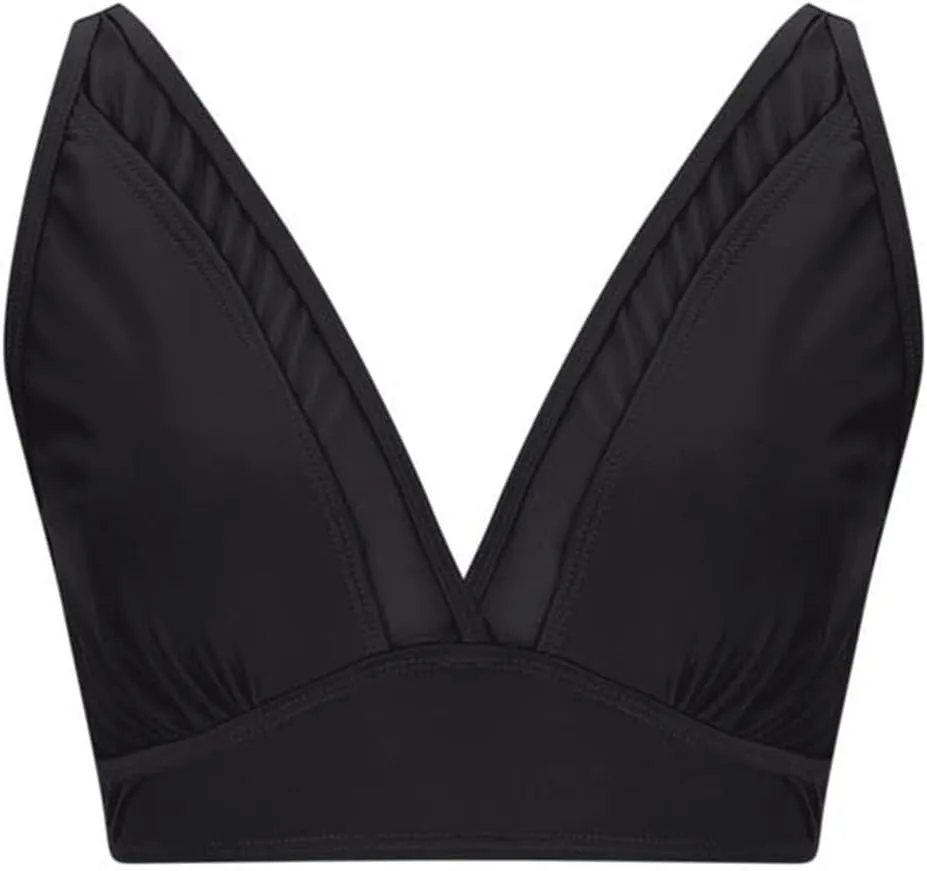 Women Push Up Bikini Tops Mesh See Through Swimsuits Tops Padded Wireless Bathing Suit Adjustable Strap Crop Swim Top