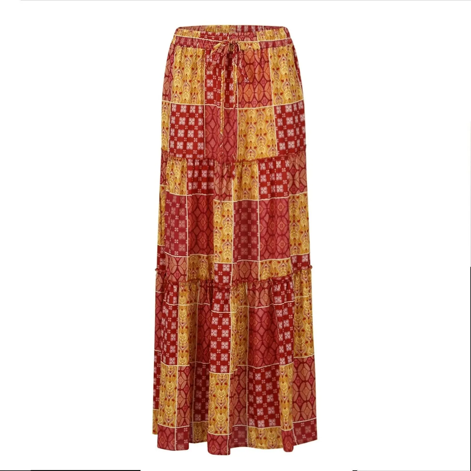 Women Skirt High WAIS Flowy Maxi Skirt Bohemian A-Line Tube Dress Floral Print Casual Smocked 2025 Summer Skirts