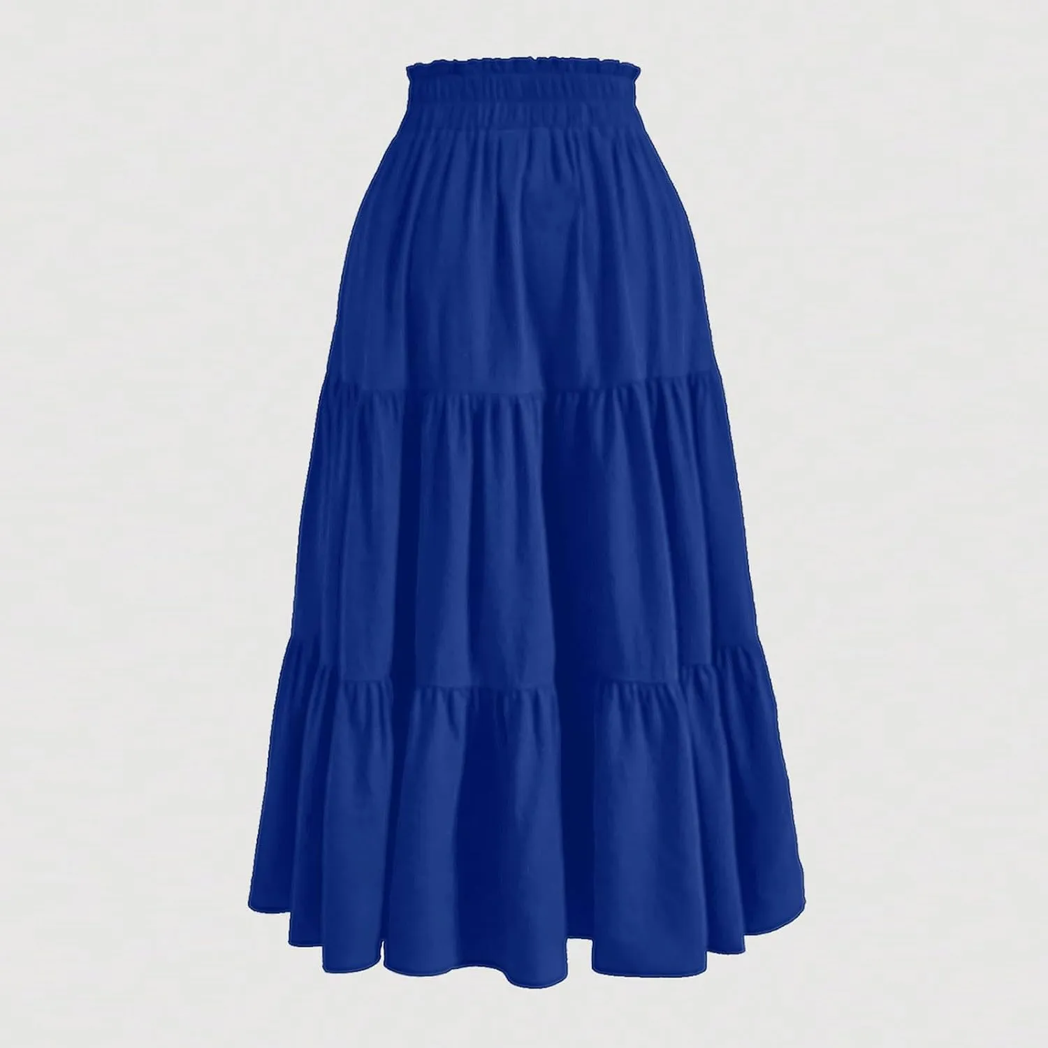 Women Summer Boho Skirts Long Flowy Skirt Tiered A-Line Skirts Maxi Floral Skirt Pleated Beach Skirt High Waist Skirt
