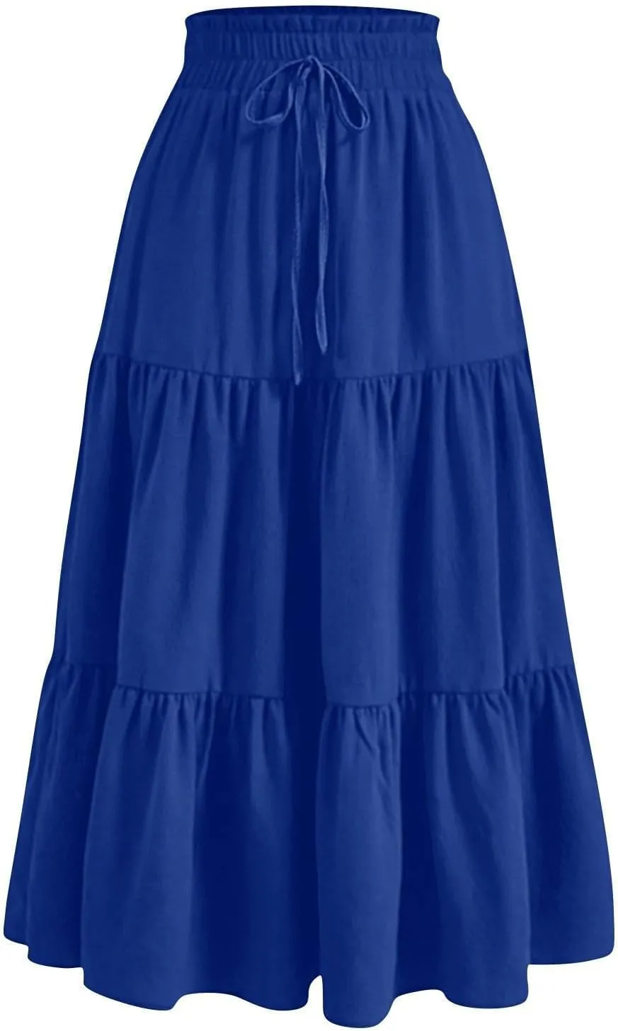 Women Summer Boho Skirts Long Flowy Skirt Tiered A-Line Skirts Maxi Floral Skirt Pleated Beach Skirt High Waist Skirt