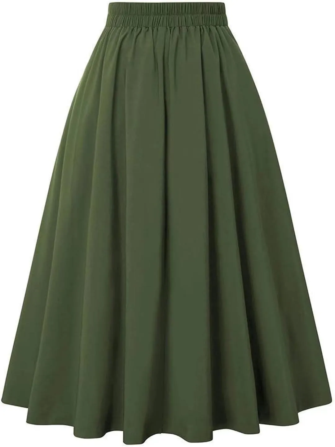 Womens A Line High Waisted Midi Skirts Button Down Fall Vintage Pleated Casual Flowy Button Down Swing Long Skirt