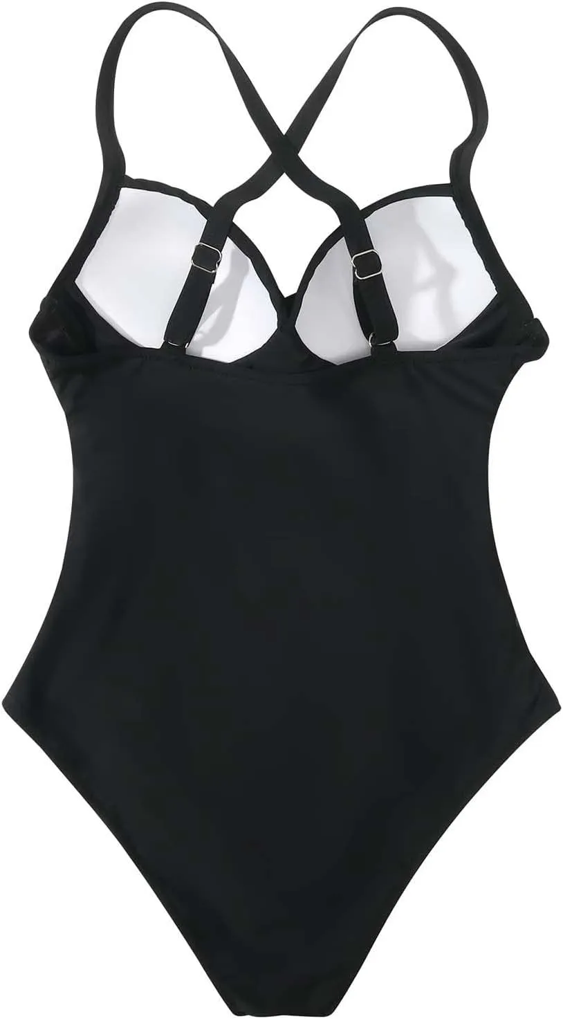 Women's Bikini Swimsuits 1 Piece Swimsuit for Women Tummy Control Bathing Suits Ruched Swimwear