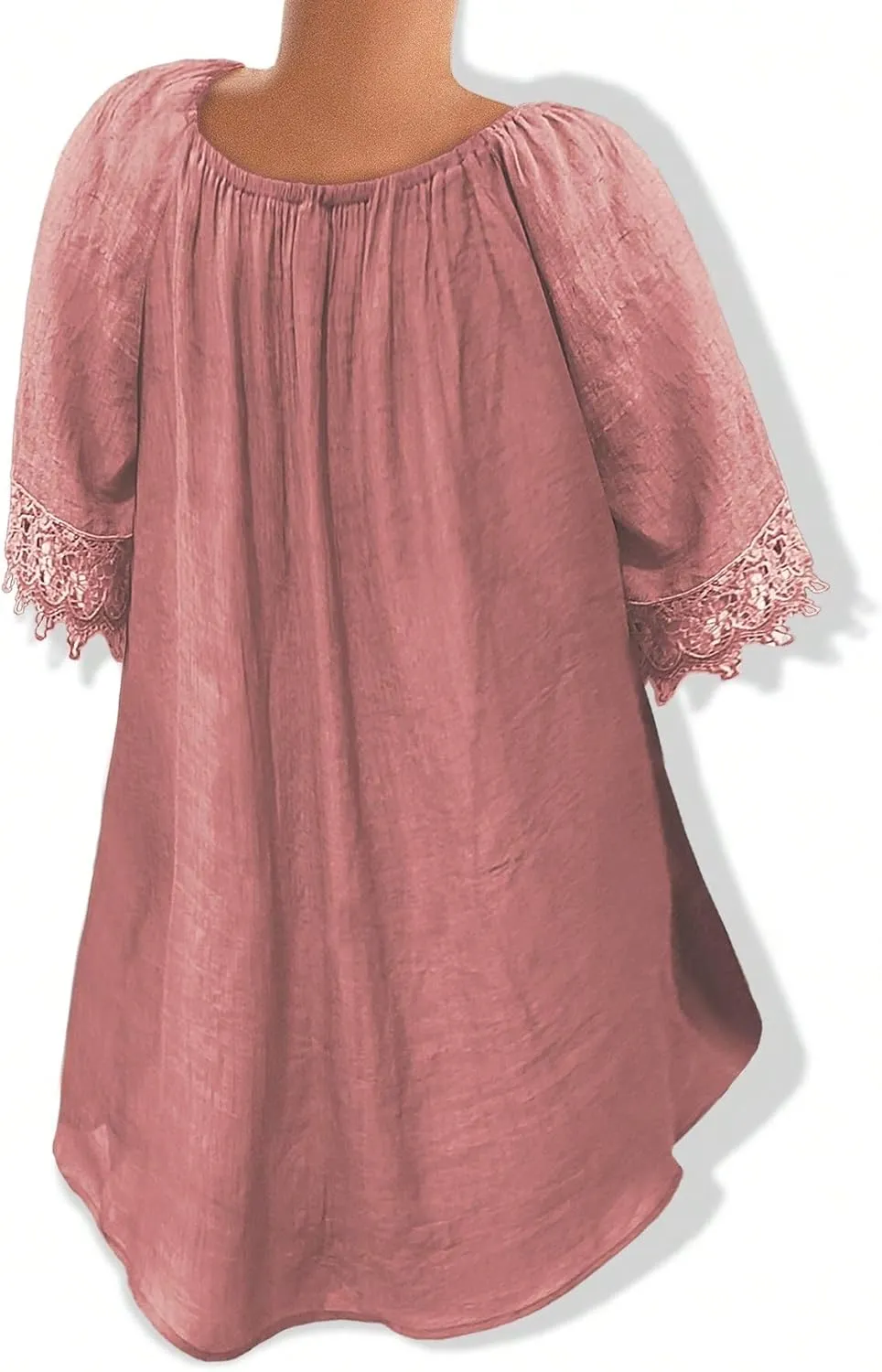 Women's Blouses Shirts Solid Color Lace Short Sleeve Casual Shirt Trendy Tshirts Tops