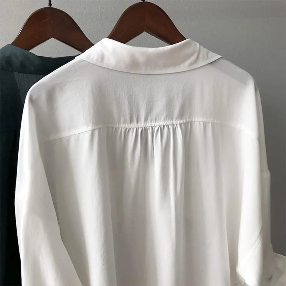 Womens Button Down V Neck Shirts 3/4 Sleeve Tie Front Loose Office Business Shirt Blouse Summer Casual Tops