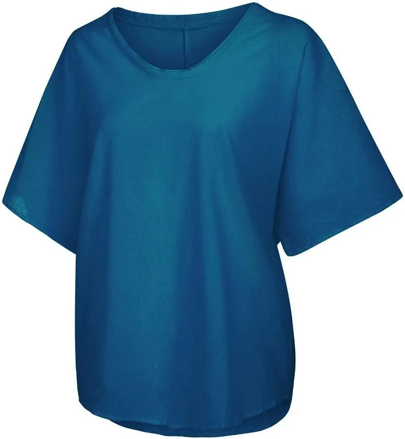 Women's Casual Plus Size Tops Summer Cotton and linen Blouse Solid Color Round Neck Short Sleeves T-Shirt
