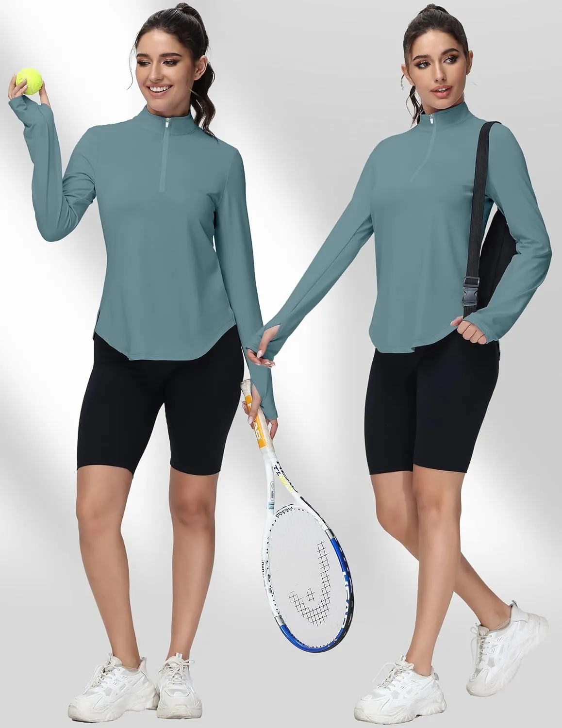 Women's Golf Polo Long Sleeve Workout Tops V Neck UPF 50  Sun Protection Quick Dry Lightweight Active Tennis Shirts