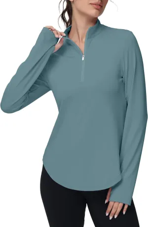 Women's Golf Polo Long Sleeve Workout Tops V Neck UPF 50  Sun Protection Quick Dry Lightweight Active Tennis Shirts