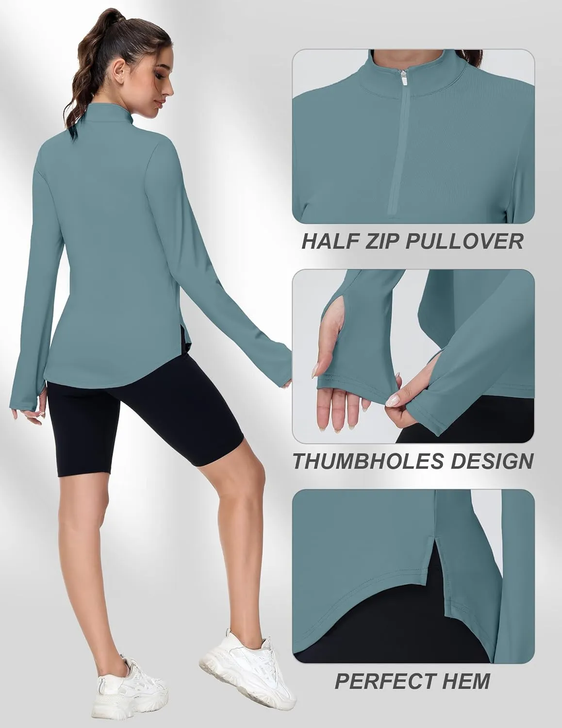 Women's Golf Polo Long Sleeve Workout Tops V Neck UPF 50  Sun Protection Quick Dry Lightweight Active Tennis Shirts