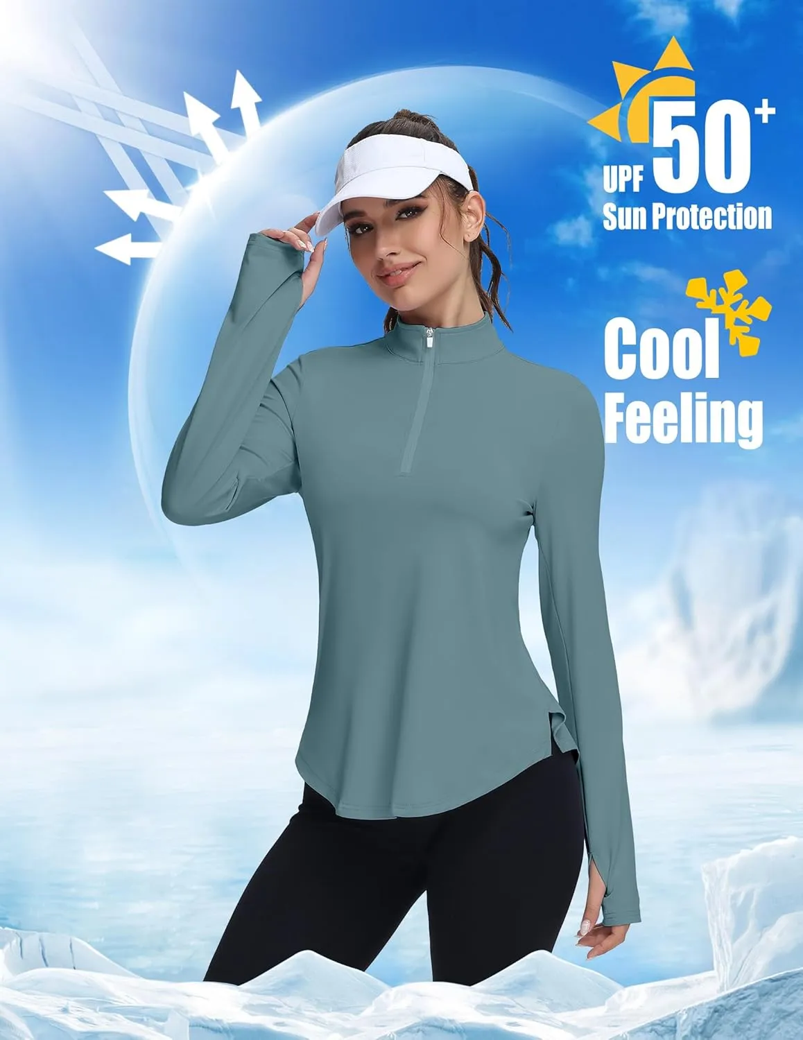 Women's Golf Polo Long Sleeve Workout Tops V Neck UPF 50  Sun Protection Quick Dry Lightweight Active Tennis Shirts
