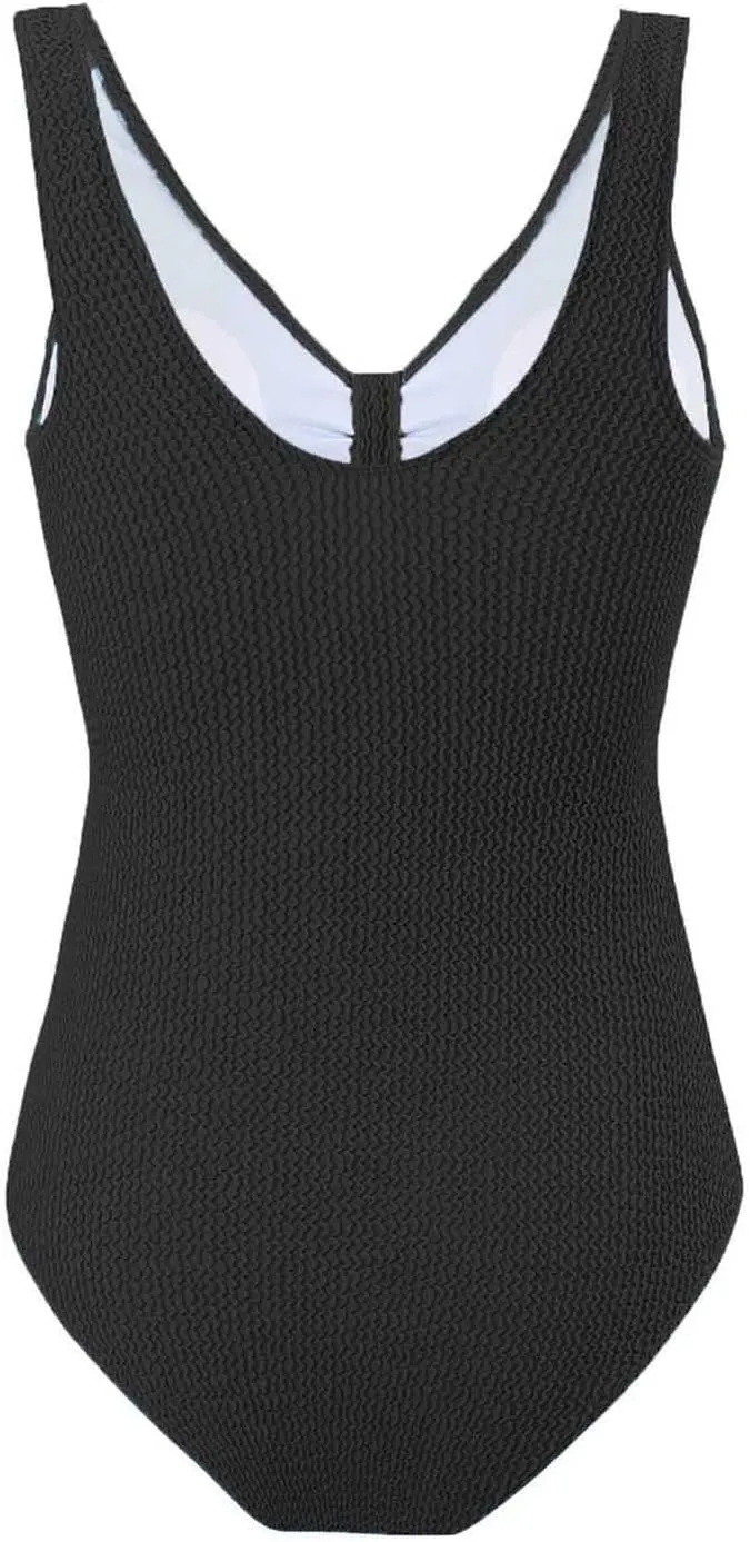 Women's Gorgeous Knitted Texture 1 Piece Swimsuit Slimming Deep V Sexy Backless Tummy Control Swimwear Bathing