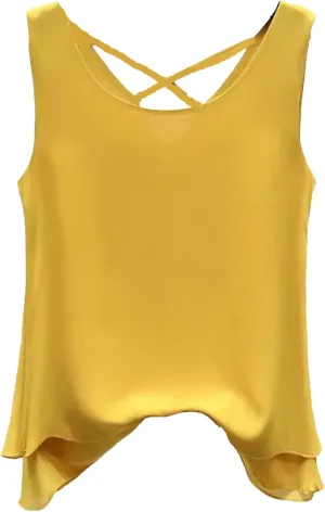 Women's Lightweight Chiffon Blouse Breathable Crewneck Sleeveless Summer Vest Casual Loose Work Tops Tiered Flowy Shirt