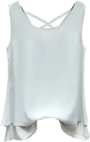 Women's Lightweight Chiffon Blouse Breathable Crewneck Sleeveless Summer Vest Casual Loose Work Tops Tiered Flowy Shirt