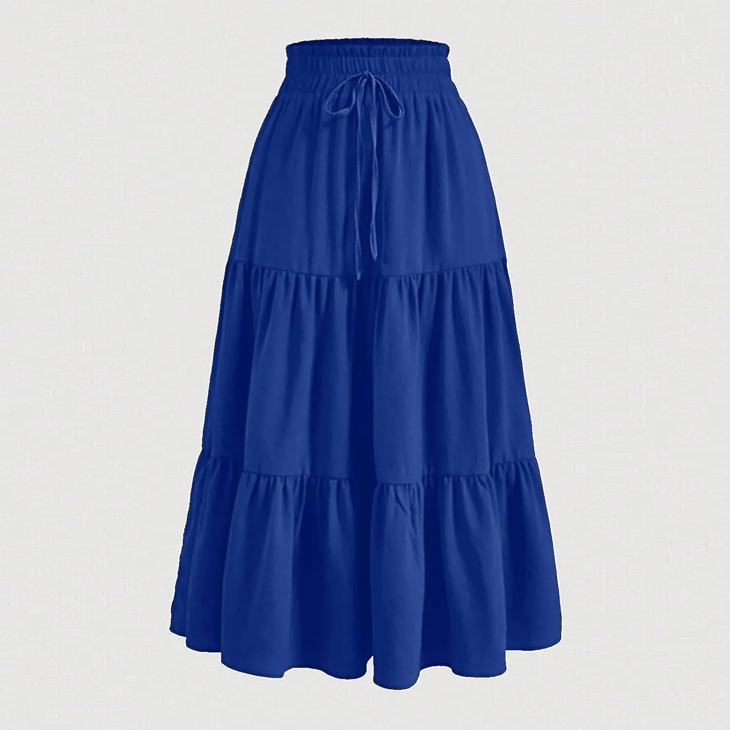 Womens Maxi Skirt 2025 Summer Comfy Tiered Elastic High Waisted Skirts Floral Boho Beach Vacation Long Skirts