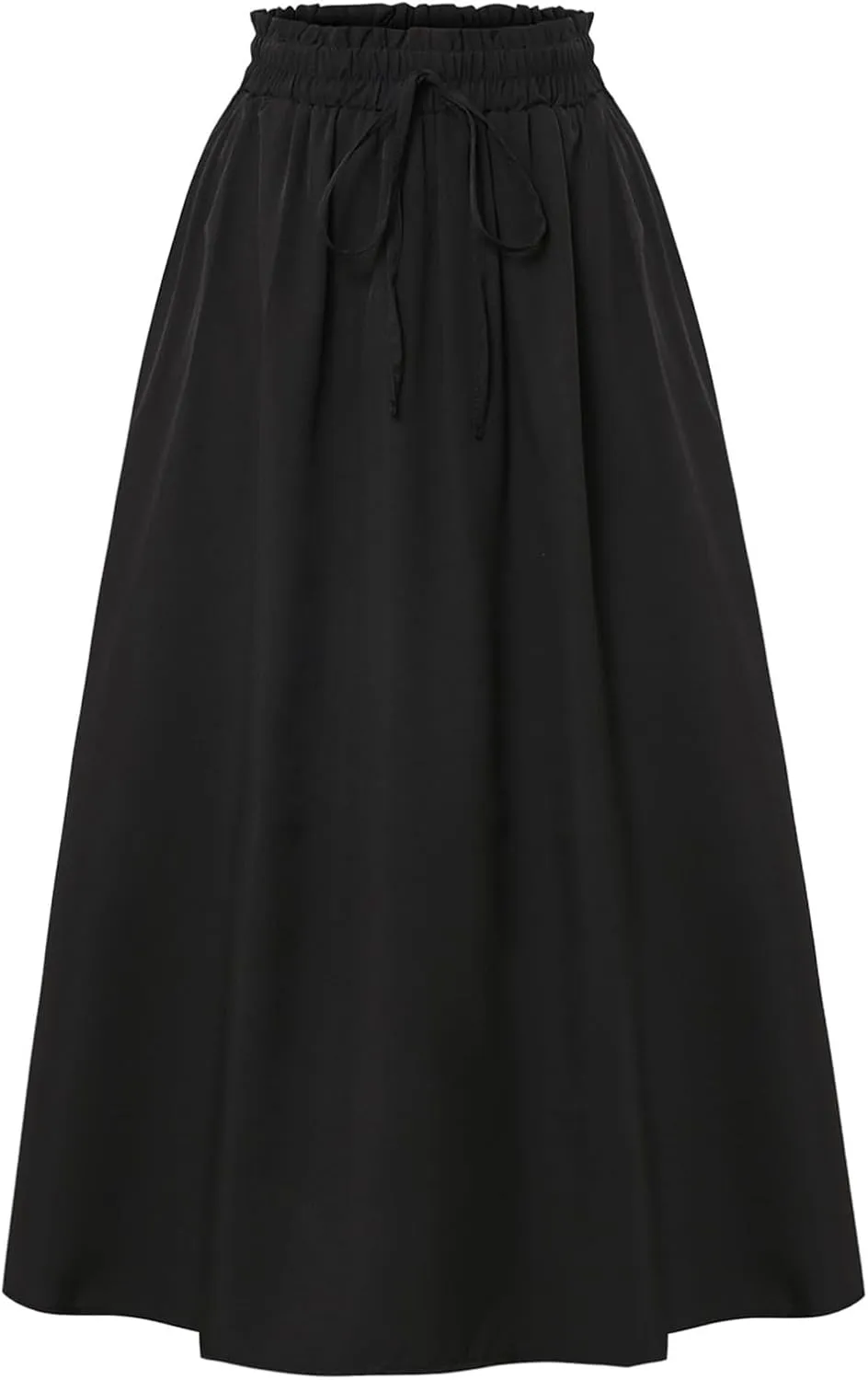Women's Maxi Skirt Summer Trendy Elastic High Waisted Boho Casual Beach Flowy Swing Long Skirts with Pockets