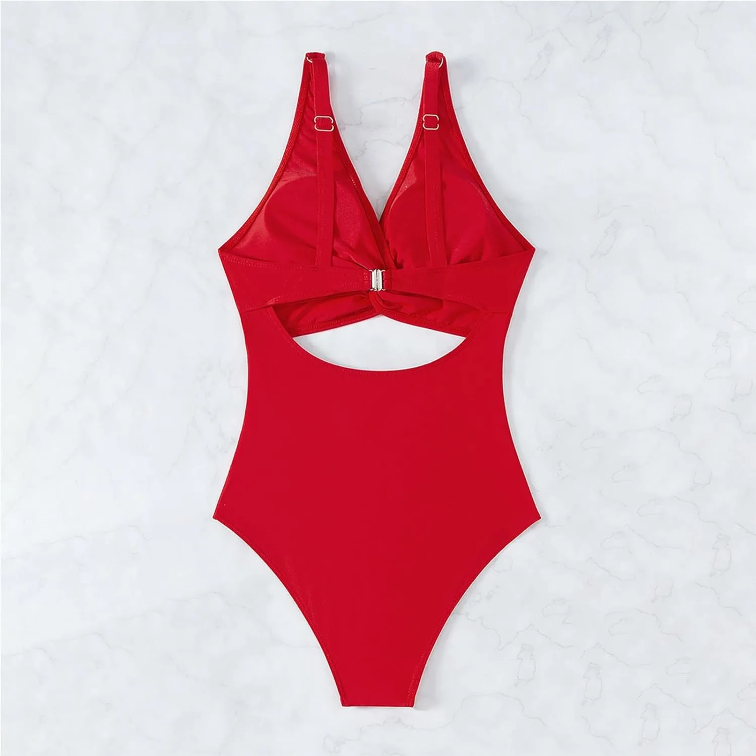 Womens One Piece Swimsuit Ruched Tummy Control High Waist Cut Out Backless Twist Front V Neck Bathing Suit Swimwear
