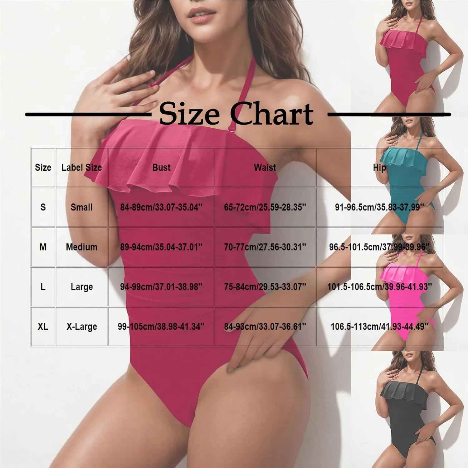 Women's One Piece Swimsuit Ruffle Adjustable Strap Sexy Backless Tummy Control Swimwear Trendy Slimming Bathing Suit