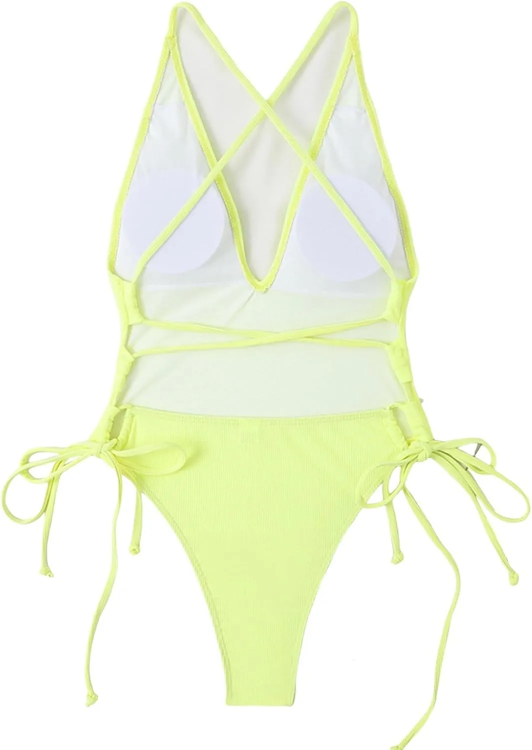 Women's One Piece Swimsuit Tummy Control Ruched Bathing Suit Deep V Neck Criss Cross Backless Swimwear 2025