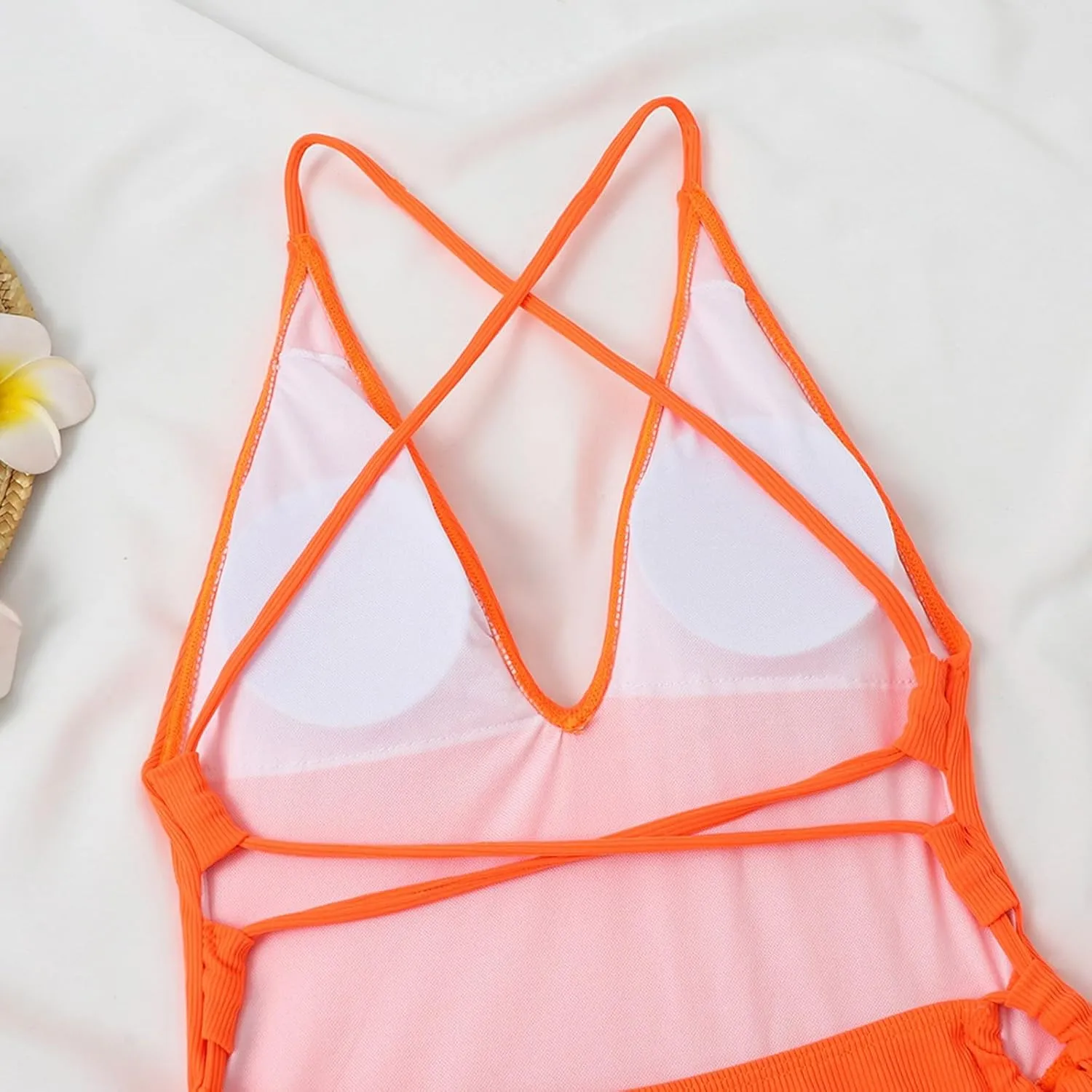 Women's One Piece Swimsuit Tummy Control Ruched Bathing Suit Deep V Neck Criss Cross Backless Swimwear 2025