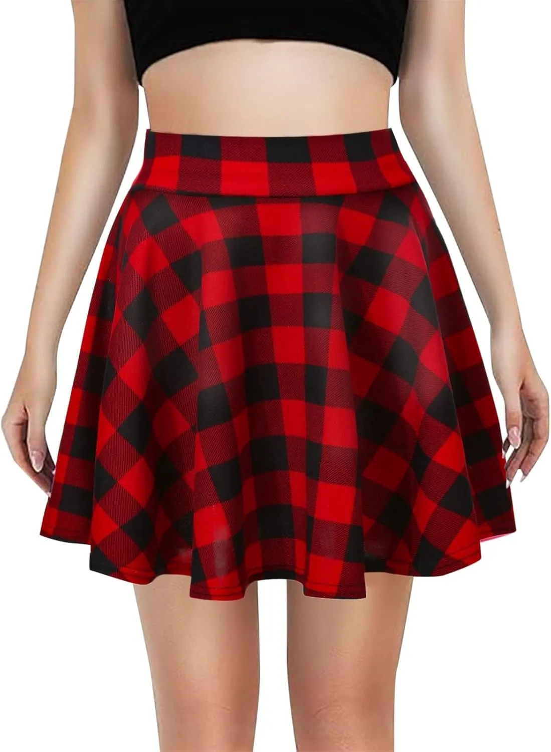 Women's Pleated Mini Skater Skirt Stretch Basic School Cheerleader Tennis Skirt Comfy Casual Uniform 2025 Summer