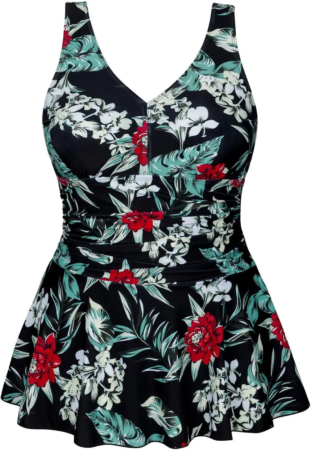 Women's Plus Size One Piece Swimsuits Tummy Control Sexy Ruched Bathing Suit Full Coverage Swimwear with Skirt 2025