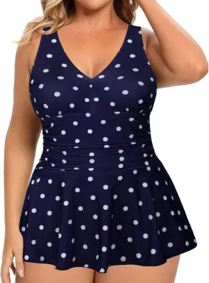 Women's Plus Size One Piece Swimsuits Tummy Control Sexy Ruched Bathing Suit Full Coverage Swimwear with Skirt 2025