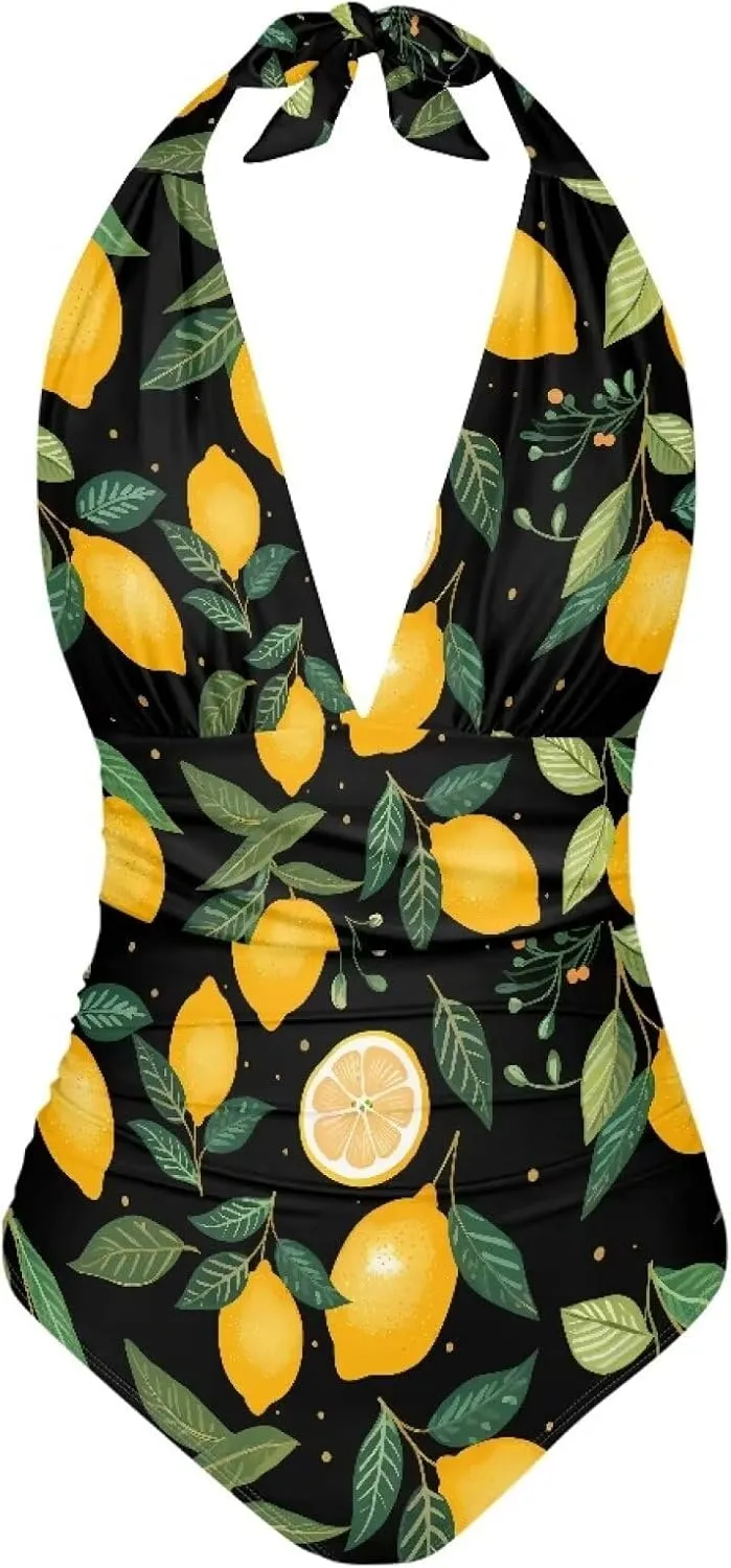 Women's Sexy Bikini Swimsuits Sexy One Piece Bikini Swimsuit Tummy Control Bathing Suits V Neck Halter Bikini S-3XL