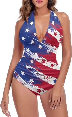 Women's Sexy Bikini Swimsuits Sexy One Piece Bikini Swimsuit Tummy Control Bathing Suits V Neck Halter Bikini S-3XL