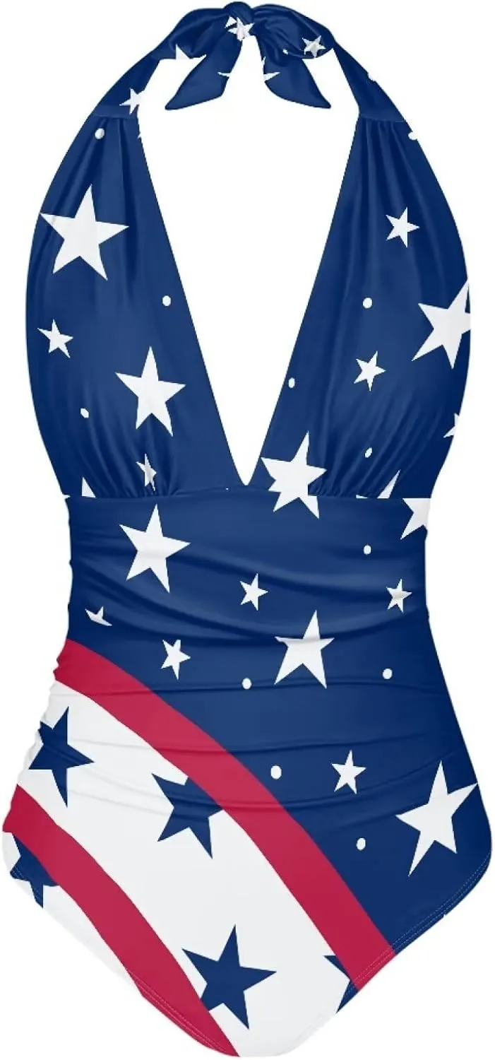 Women's Sexy Bikini Swimsuits Sexy One Piece Bikini Swimsuit Tummy Control Bathing Suits V Neck Halter Bikini S-3XL