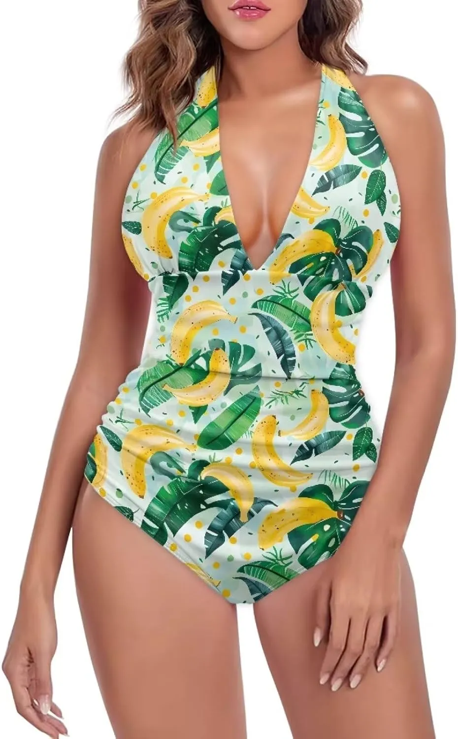 Women's Sexy Bikini Swimsuits Sexy One Piece Bikini Swimsuit Tummy Control Bathing Suits V Neck Halter Bikini S-3XL