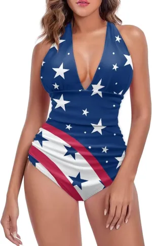 Women's Sexy Bikini Swimsuits Sexy One Piece Bikini Swimsuit Tummy Control Bathing Suits V Neck Halter Bikini S-3XL