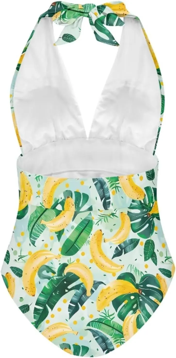 Women's Sexy Bikini Swimsuits Sexy One Piece Bikini Swimsuit Tummy Control Bathing Suits V Neck Halter Bikini S-3XL