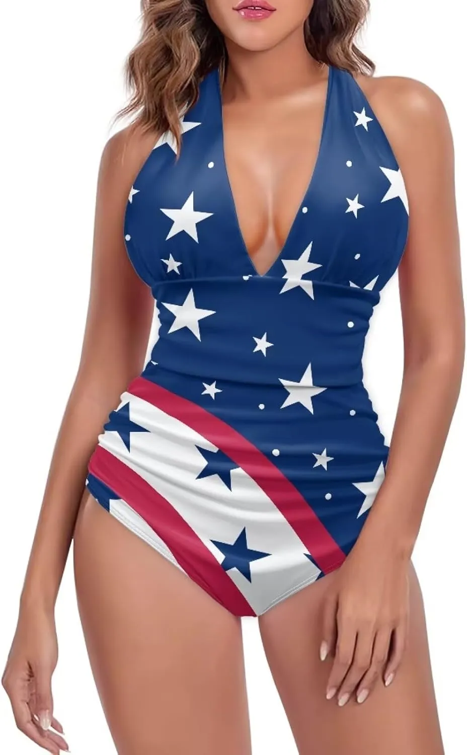 Women's Sexy Bikini Swimsuits Sexy One Piece Bikini Swimsuit Tummy Control Bathing Suits V Neck Halter Bikini S-3XL