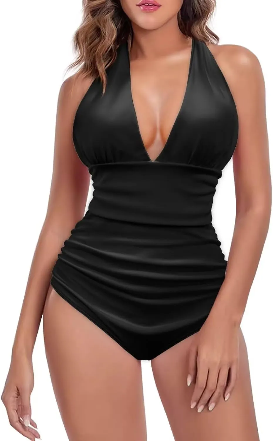 Women's Sexy Bikini Swimsuits Sexy One Piece Bikini Swimsuit Tummy Control Bathing Suits V Neck Halter Bikini S-3XL