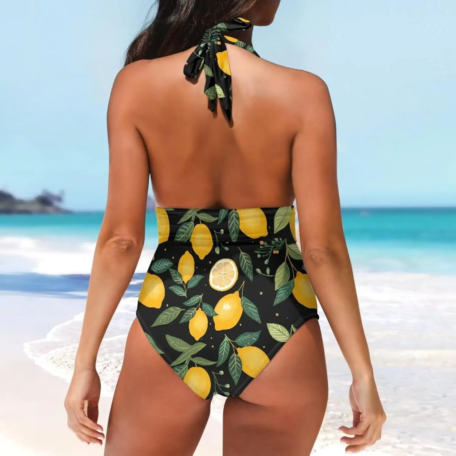 Women's Sexy Bikini Swimsuits Sexy One Piece Bikini Swimsuit Tummy Control Bathing Suits V Neck Halter Bikini S-3XL